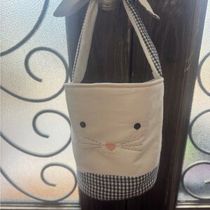 Pottery Barn Kids White Canvas Bag with Blue Logo Tag